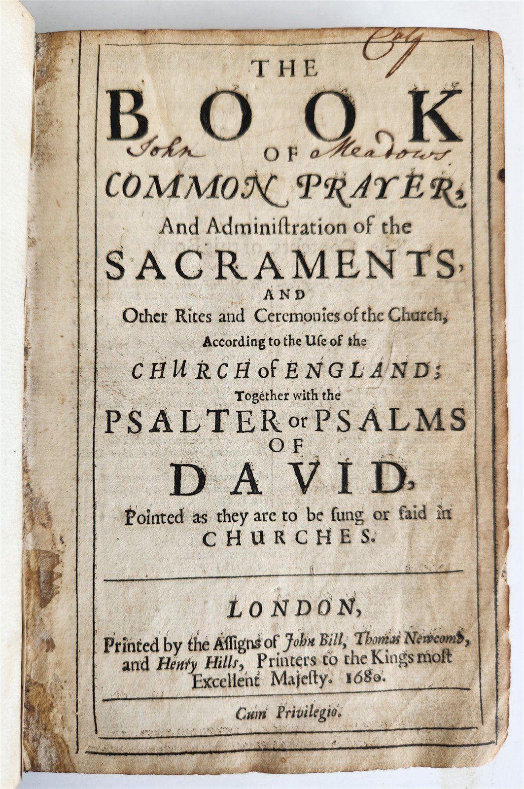 1680 BOOK OF COMMON PRAYER fully illustrated ANTIQUE in ENGLISH