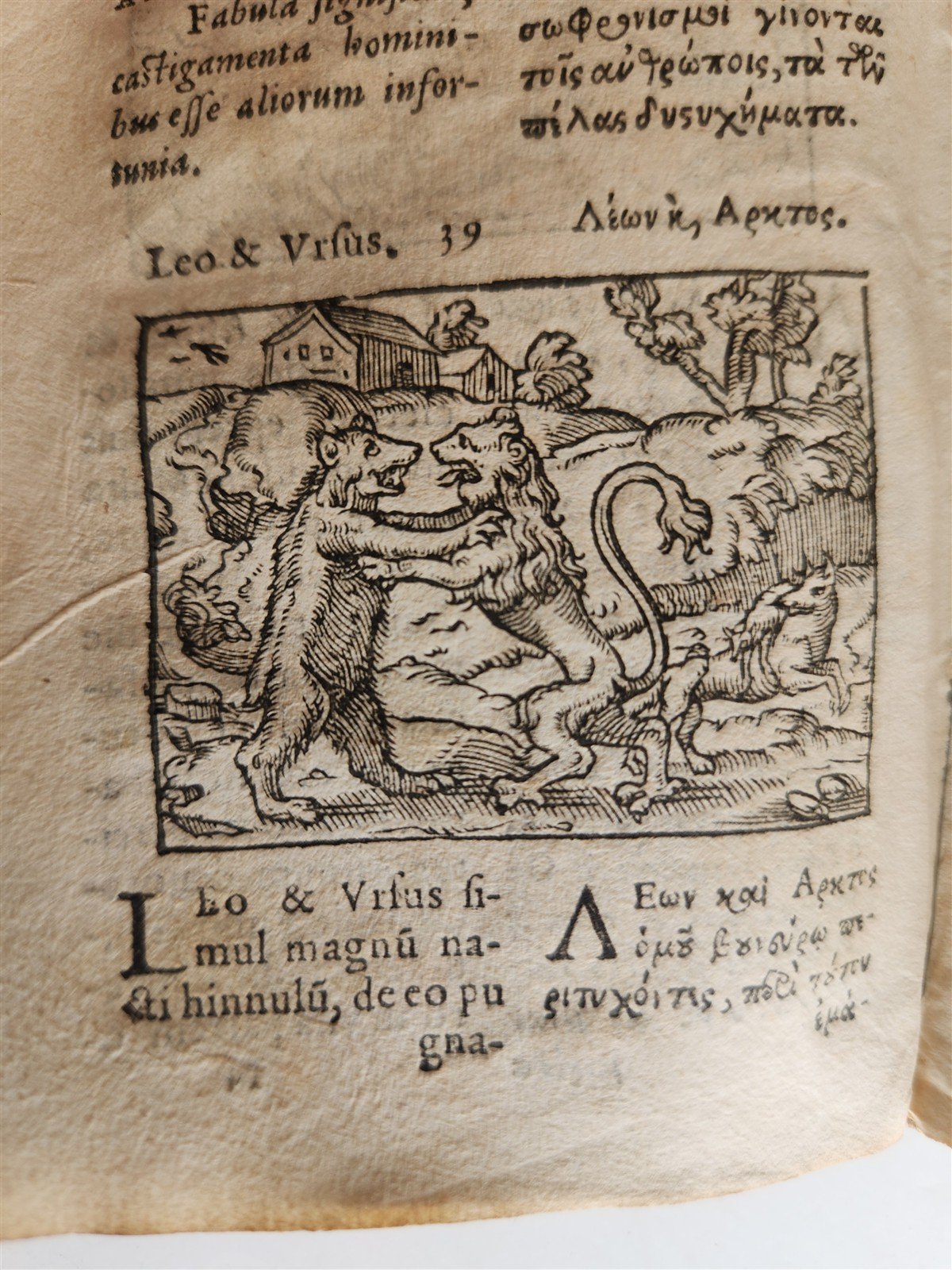 1585 AESOP fully illustrated ANTIQUE 16th century emblemata VELLUM BINDING rare