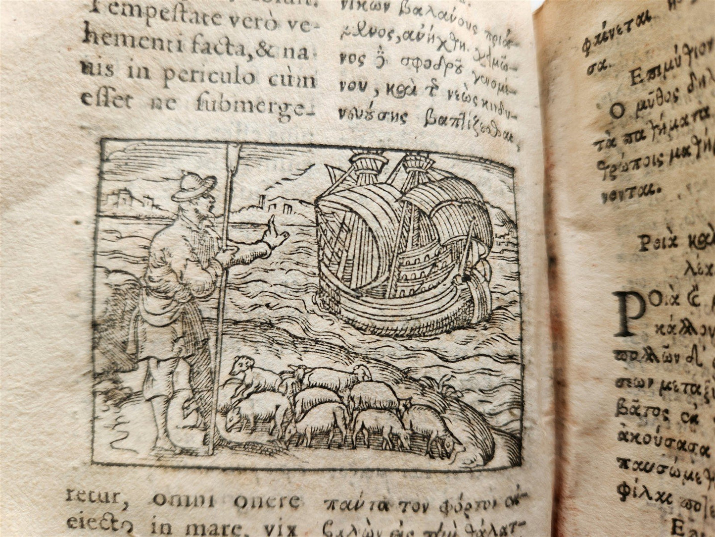 1585 AESOP fully illustrated ANTIQUE 16th century emblemata VELLUM BINDING rare