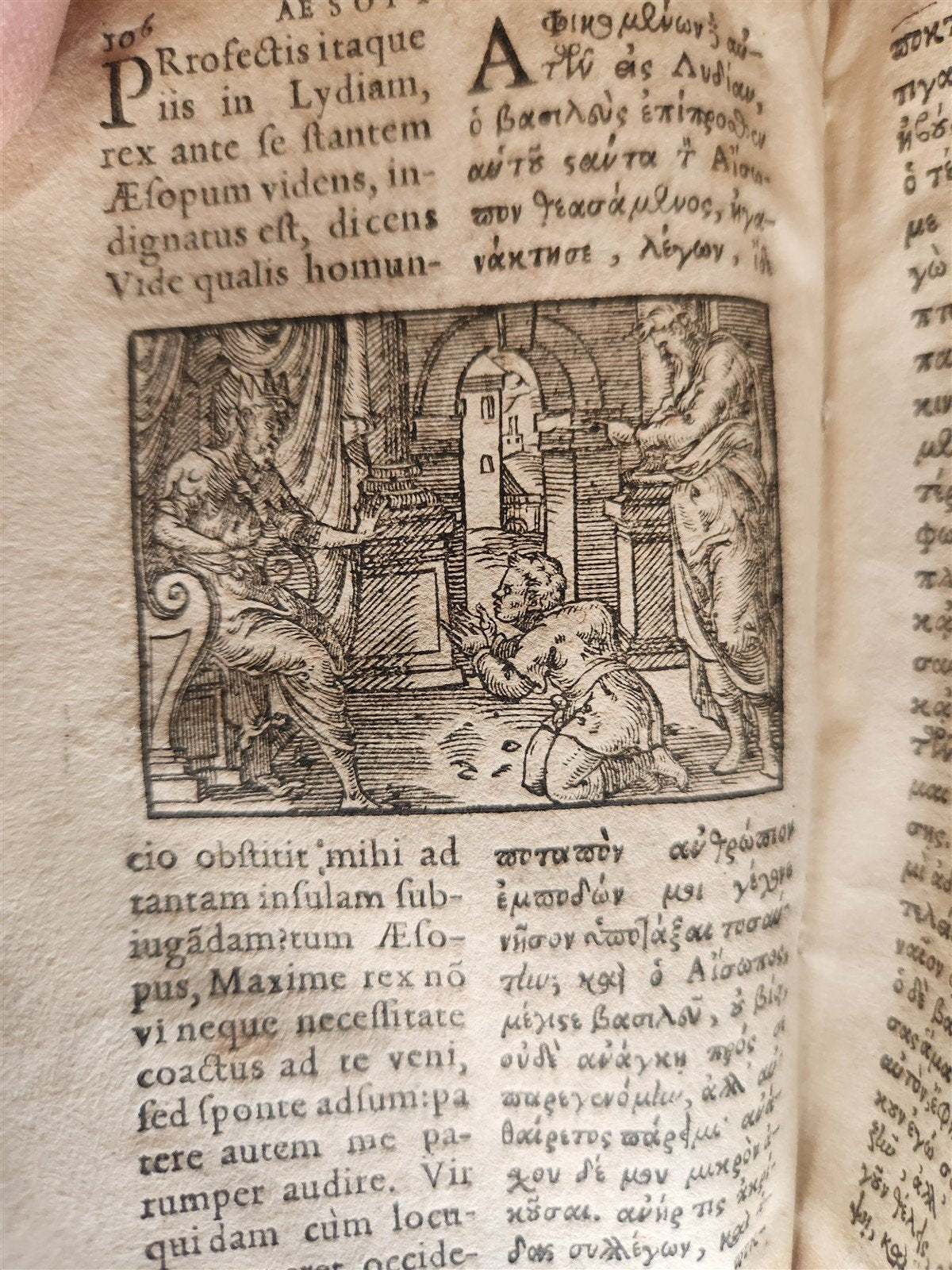 1585 AESOP fully illustrated ANTIQUE 16th century emblemata VELLUM BINDING rare