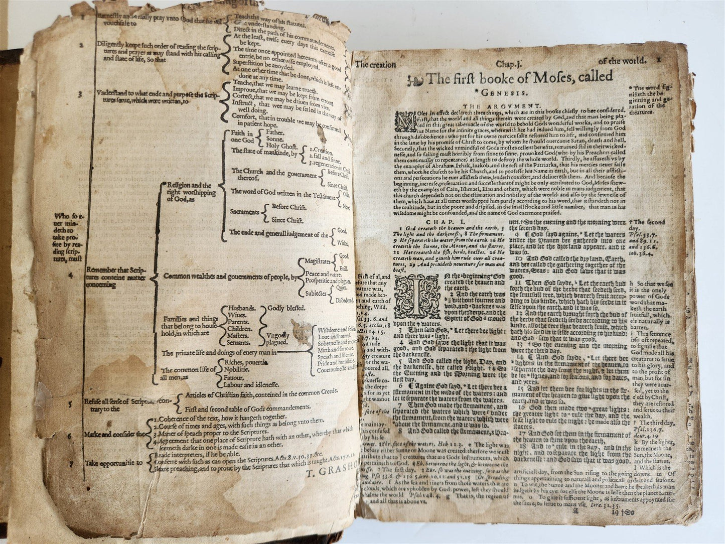 1607 BREECHES BIBLE in ENGLISH antique 17th CENTURY