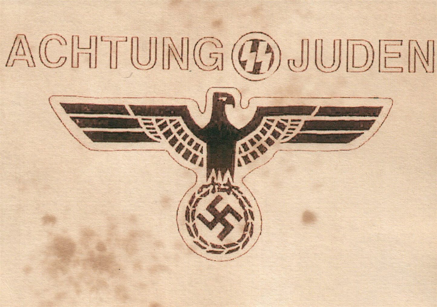NAZIS PROPAGANDA ACHTUNG JUDEN SS VINTAGE POSTCARD JUDAICA