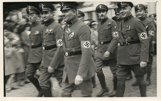 NAZIS PROPAGANDA SOLDIERS PARADE VINTAGE REAL PHOTO POSTCARD RPPC
