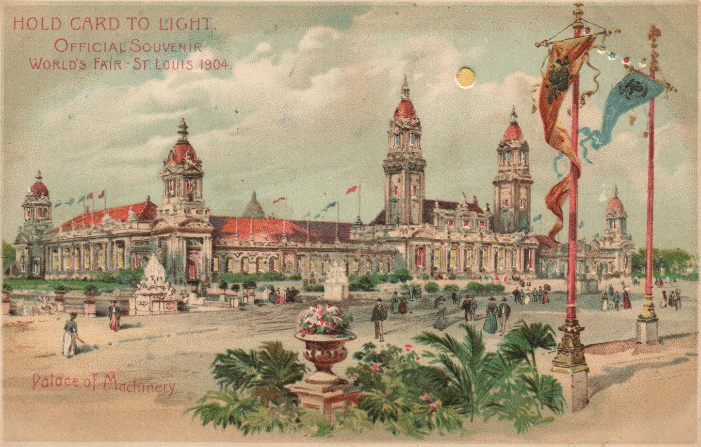 ST.LOUIS MO HOLD TO LIGHT 1904 WORLD'S FAIR PALACE OF MACHINERY ANTIQUE POSTCARD