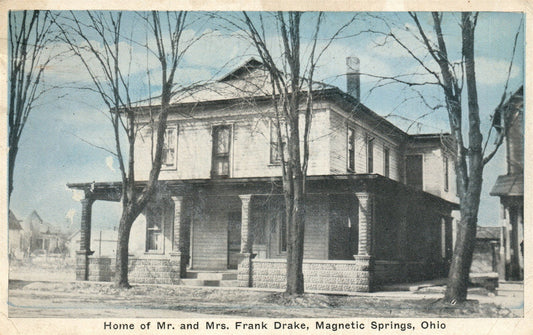 MAGNETIC SPRINGS OH HOME OF FRANK DRAKE ANTIQUE POSTCARD