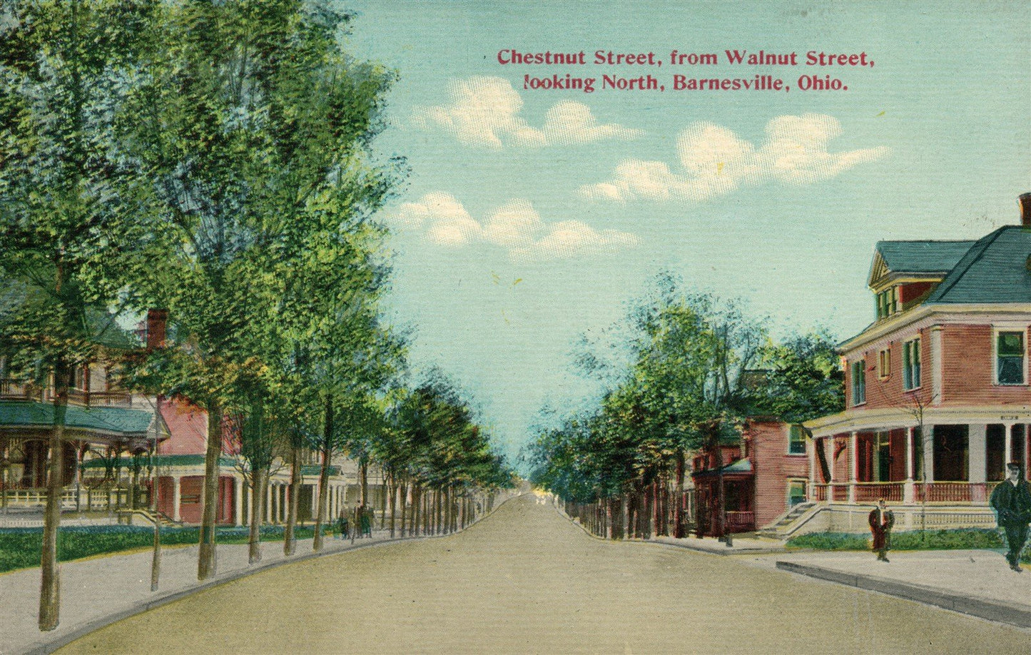 BARNESVILLE OH CHESTNUT STREET ANTIQUE POSTCARD