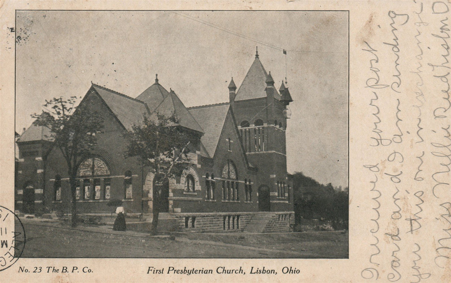LISBON OH CHURCH ANTIQUE POSTCARD