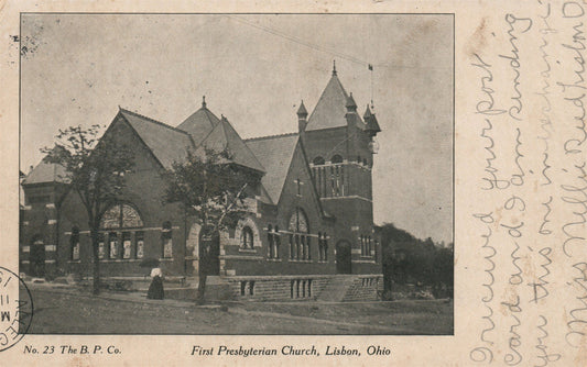 LISBON OH CHURCH ANTIQUE POSTCARD