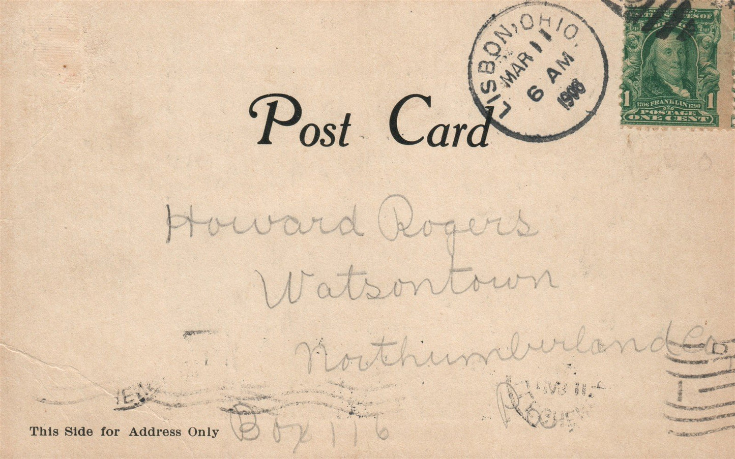 LISBON OH CHURCH ANTIQUE POSTCARD