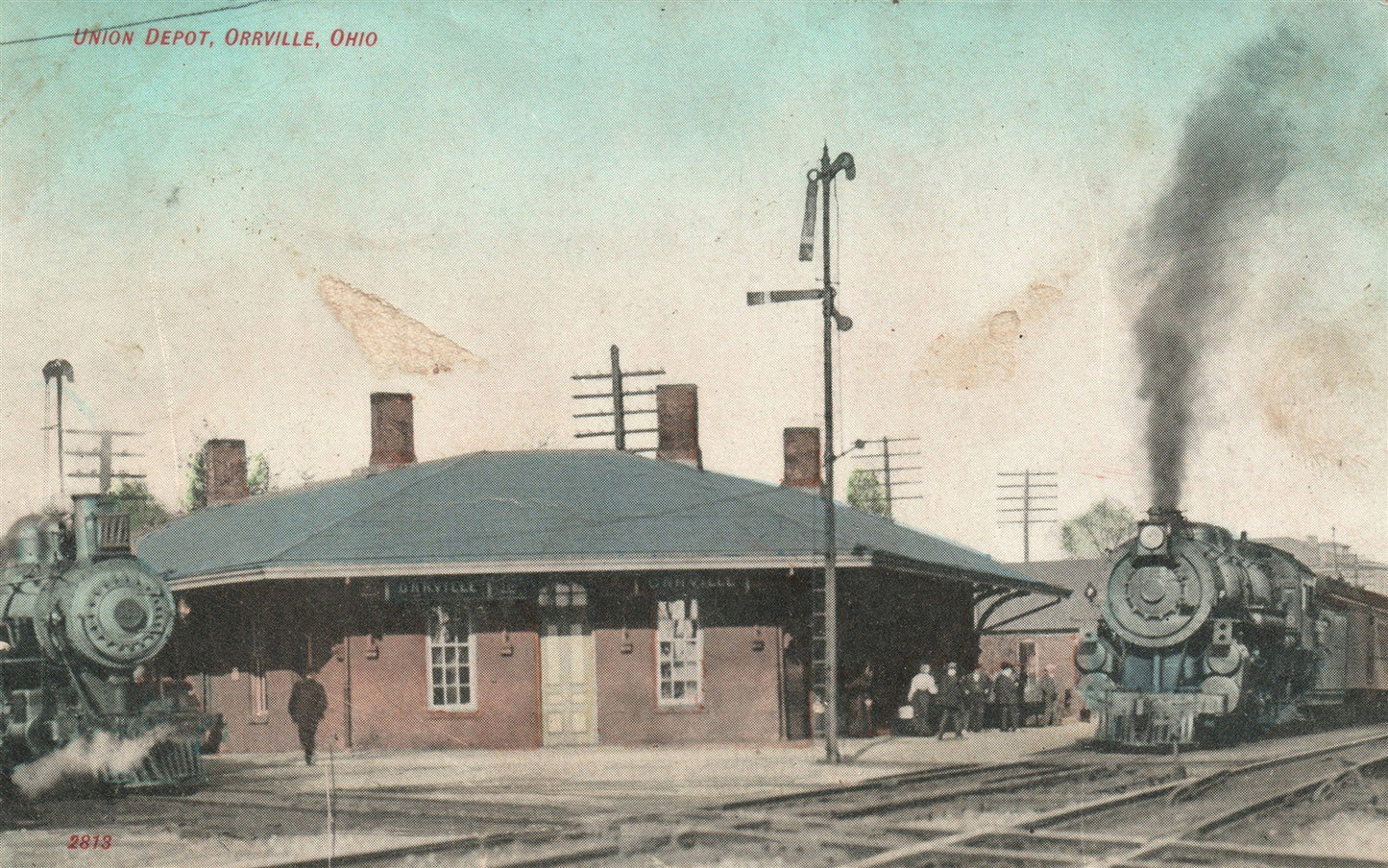 ORRVILLE OH RAILROAD DEPOT RAILWAY STATION ANTIQUE POSTCARD