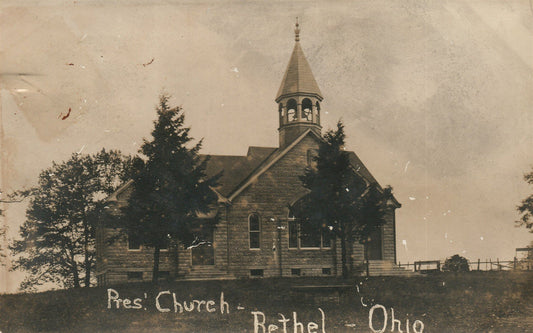 BETHEL OH CHURCH ANTIQUE REAL PHOTO POSTCARD RPPC