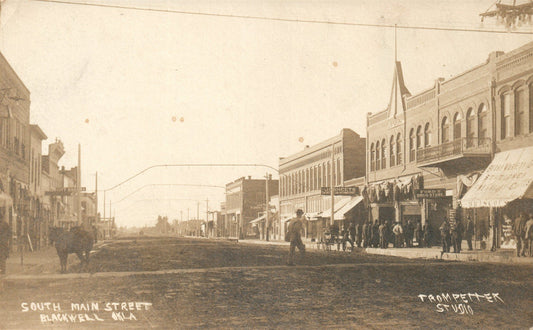 BLACKWELL OK SOUTH MAIN STREET ANTIQUE REAL PHOTO POSTCARD RPPC