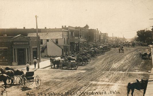 WOODWARD OK MAIN STREET ANTIQUE REAL PHOTO POSTCARD RPPC