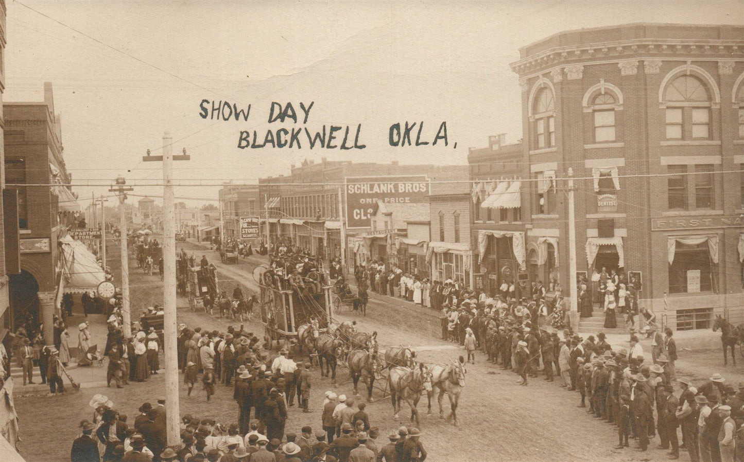 BLACKWELL OK SHOW DAY ANTIQUE REAL PHOTO POSTCARD RPPC