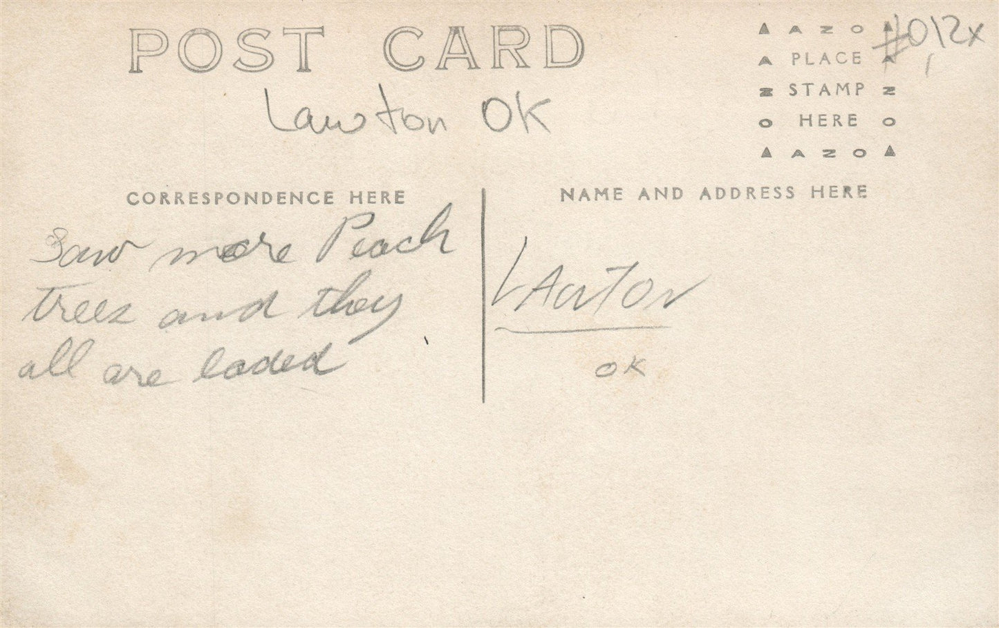 LAWTON OK ANTIQUE REAL PHOTO POSTCARD RPPC