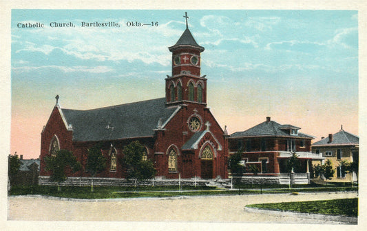 BARTLESVILLE OK CHURCH ANTIQUE POSTCARD