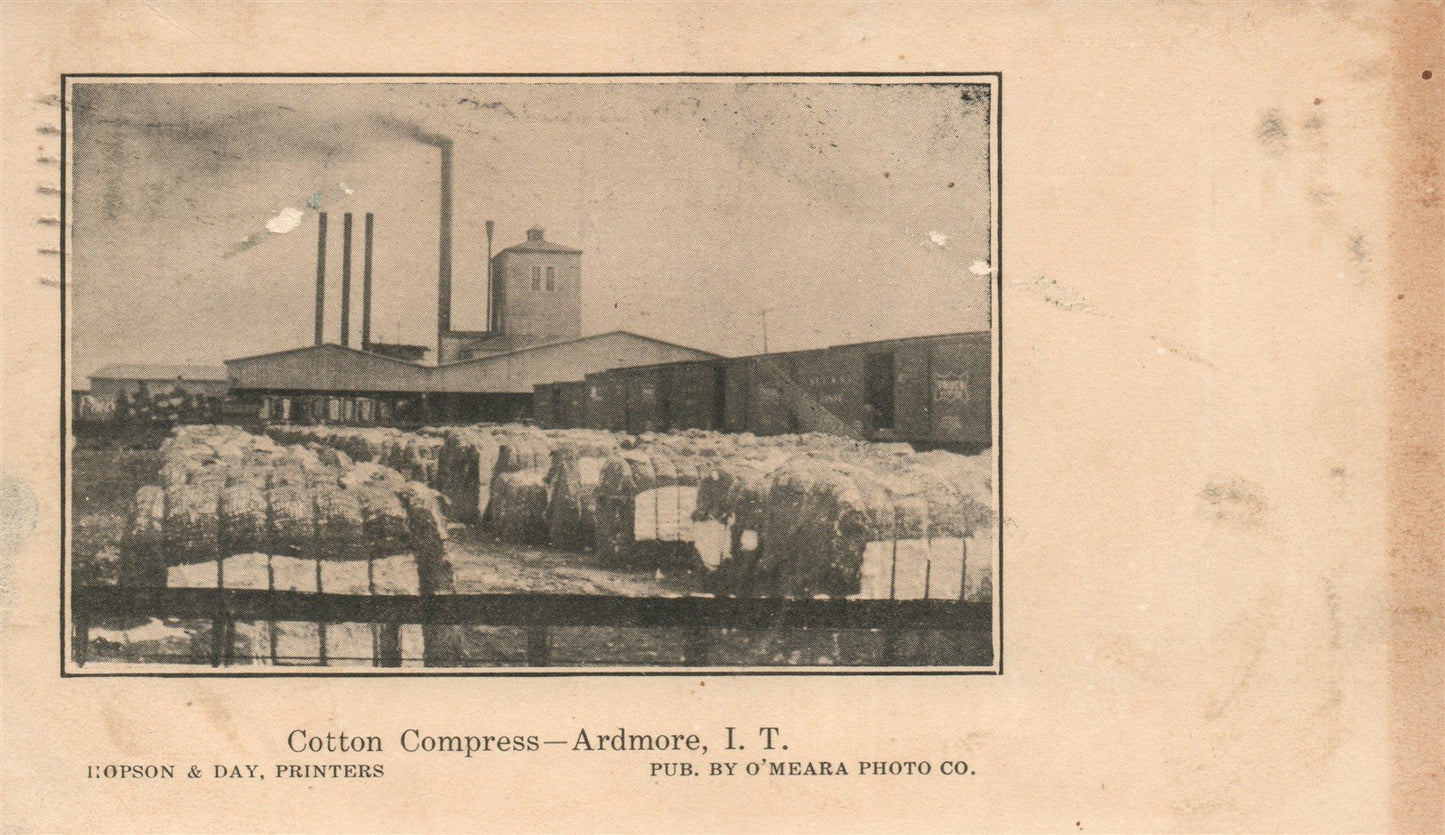 ARDMORE IT OK COTTON COMPRESS ANTIQUE POSTCARD OK