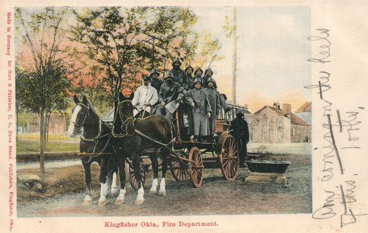 KINGFISHER OK FIRE DEPARTMENT ANTIQUE POSTCARD