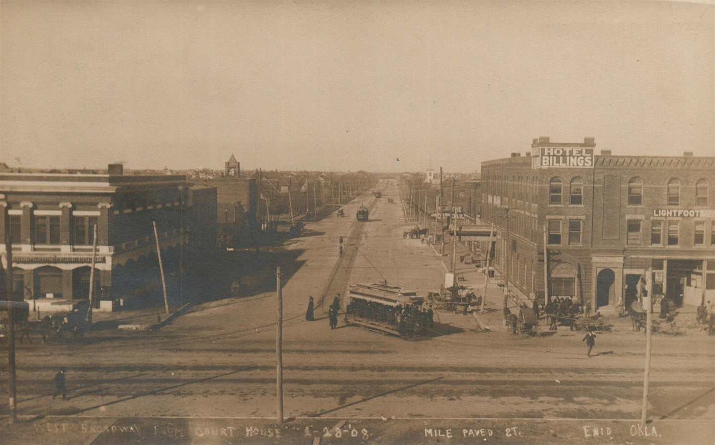 ENID OK MILE PAVED STREET ANTIQUE REAL PHOTO POSTCARD RPPC