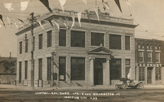 JUNCTION CITY KS BANK ANTIQUE REAL PHOTO POSTCARD RPPC