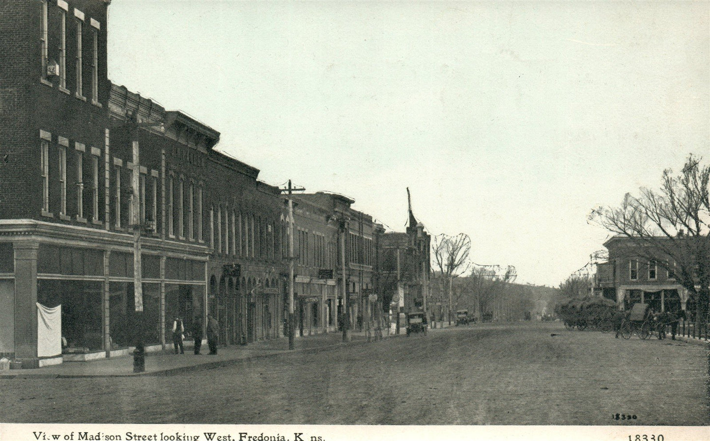 FREDONIA KS MADISON STREET ANTIQUE POSTCARD