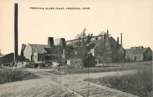 FREDONIA KS GLASS PLANT ANTIQUE POSTCARD