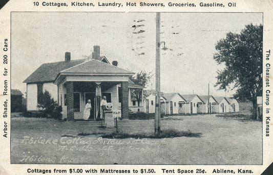 ABILENE KS GAS STATION VINTAGE POSTCARD