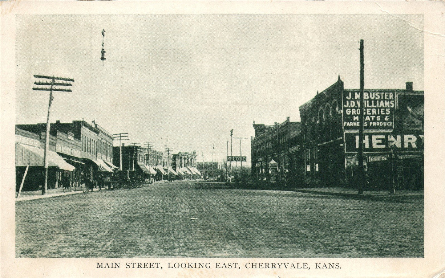 CHERRYVALE KS MAIN STREET ANTIQUE POSTCARD