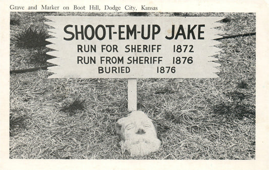 DODGE CITY KS GRAVE AND MARKER ON BOOT HILL ANTIQUE POSTCARD