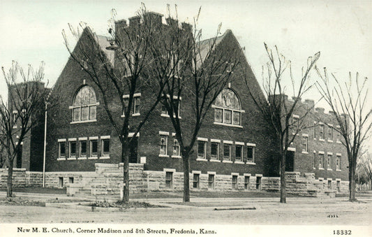 FREDONIA KS CHURCH ANTIQUE POSTCARD