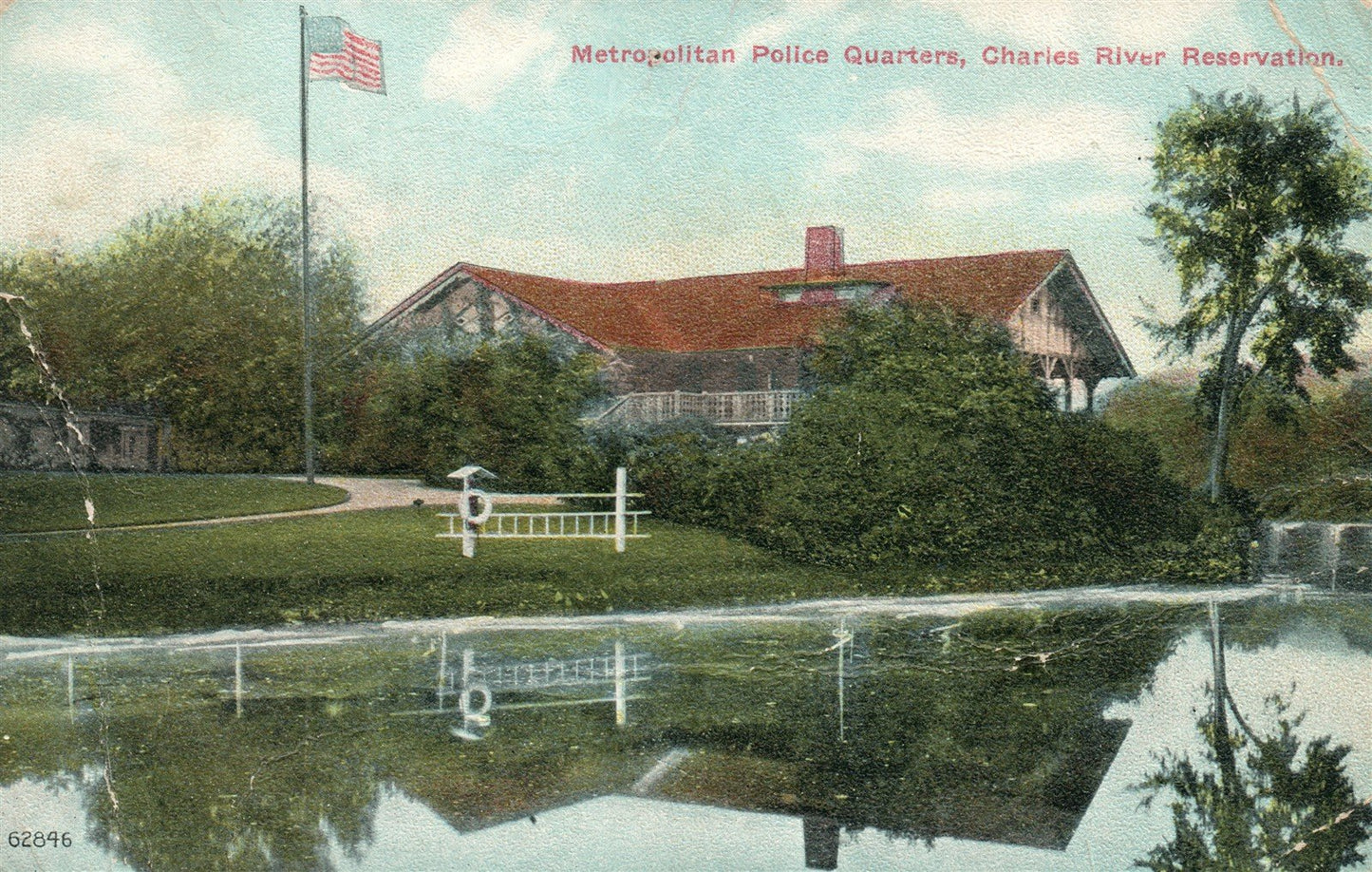 CHARLES RIVER RESERVATION MA POLICE QUARTERS ANTIQUE POSTCARD