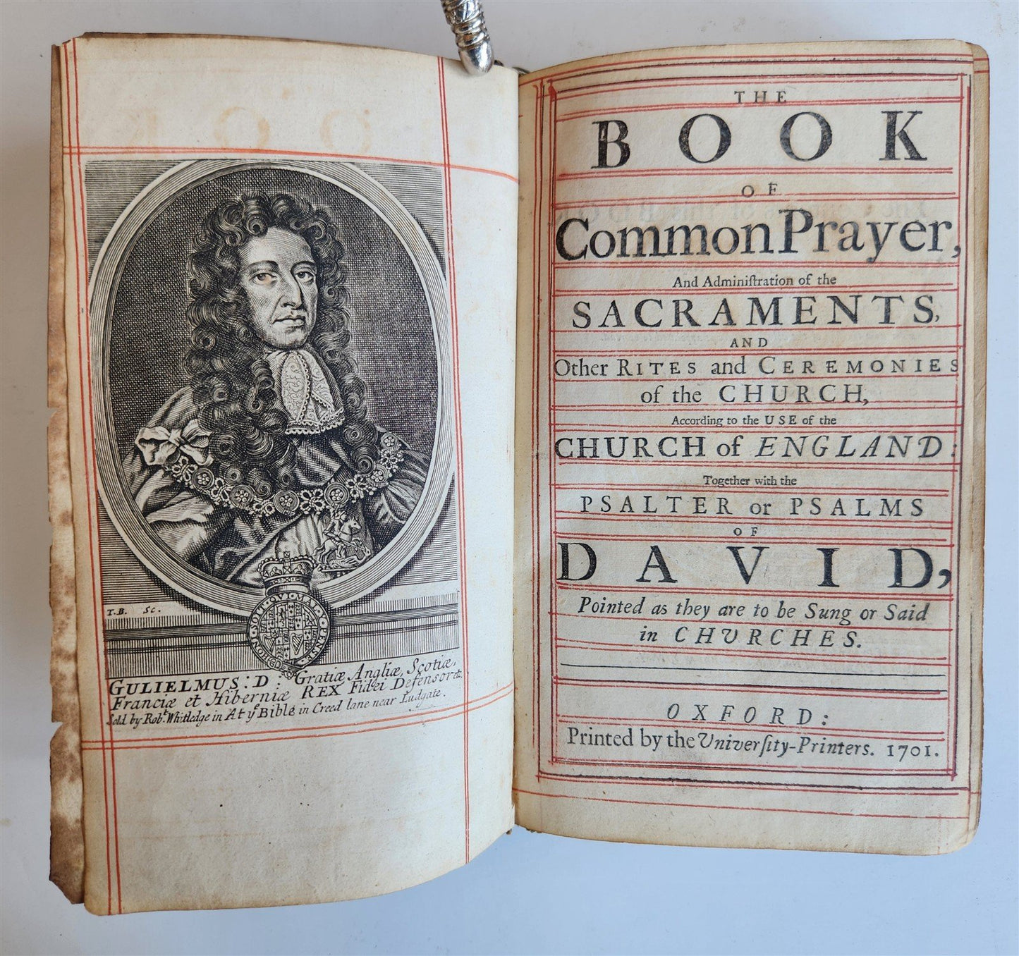 1701 BOOK OF COMMON PRAYER in ENGLISH w/ PSALMS of DAVID ANTIQUE illustrated