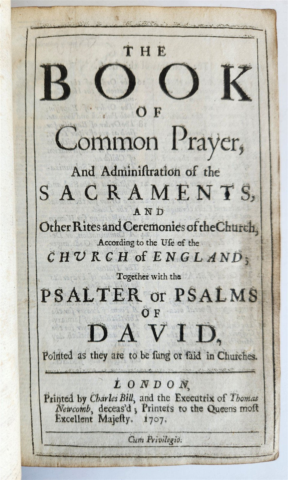 1707 BOOK OF COMMON PRAYER in ENGLISH w/ PSALMS of DAVID ANTIQUE illustrated