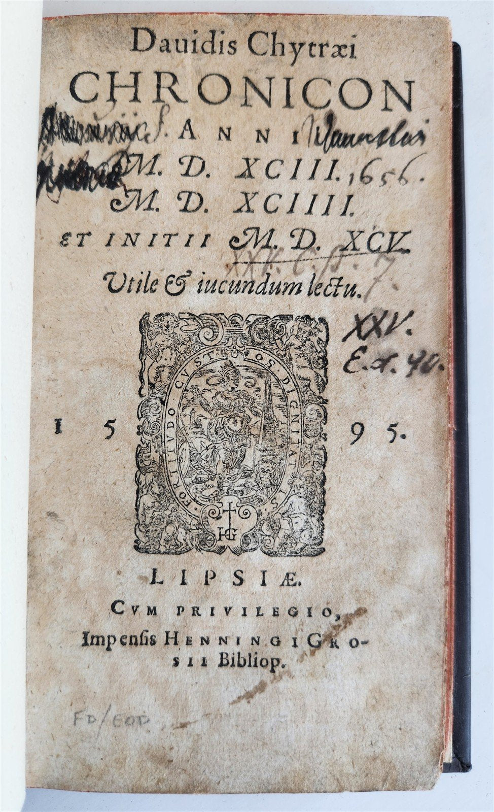 1595 HISTORICAL CHRONICLE by David Chytraeus ANTIQUE 16TH century