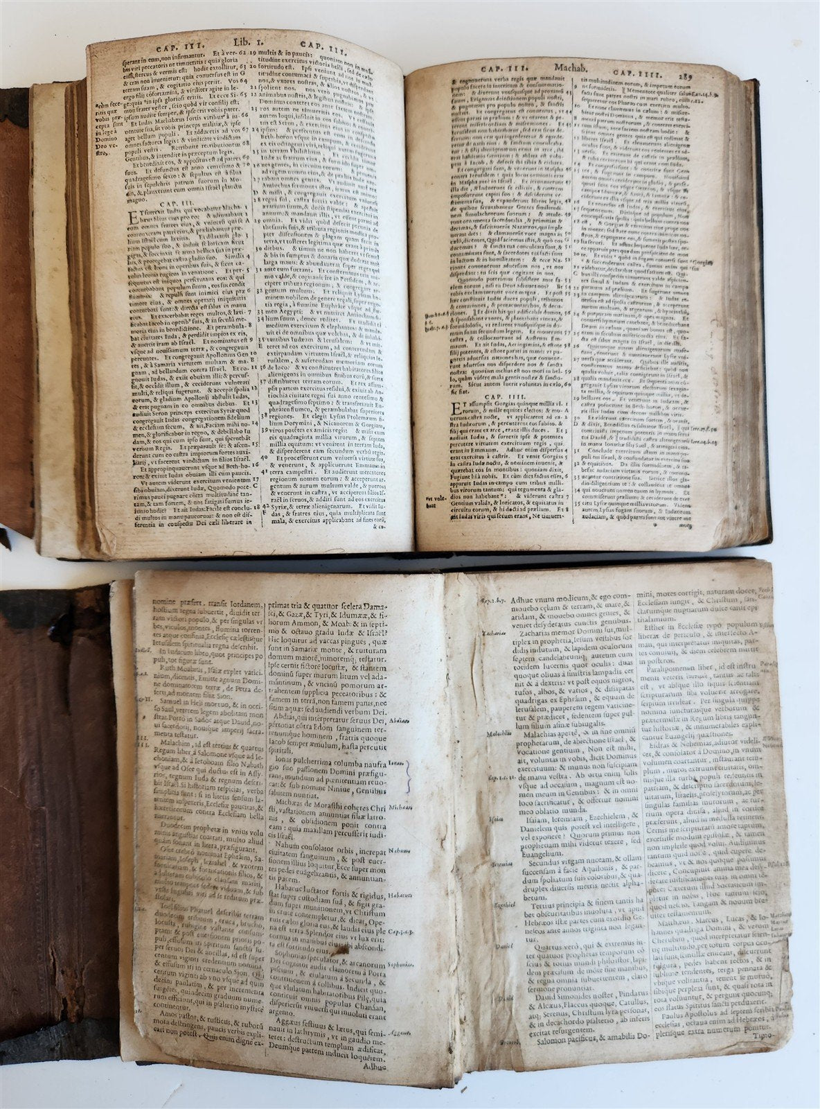 1567 BIBLE in LATIN 2 VOLUMES by PLANTIN antique incl. 1612 R.Barker partial NT