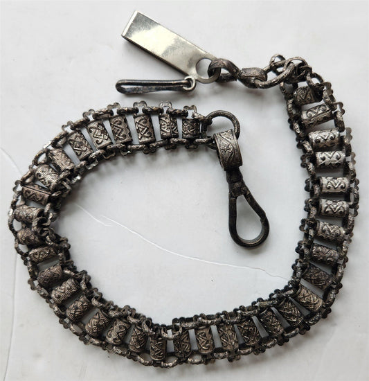 1900s ANTIQUE MASONIC UNIFORM BELT SWORD HANGER BRASS CHAIN 17"