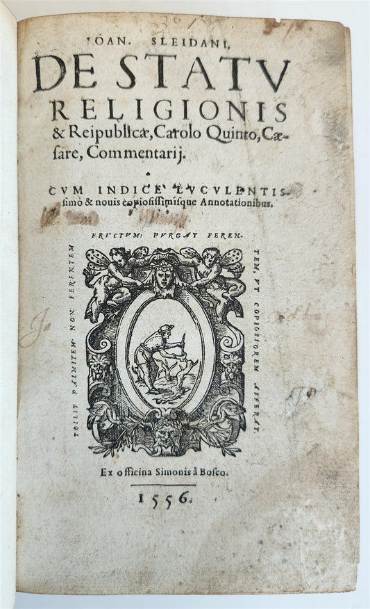 1556 SLEIDAN Commentaries State Of Religion & Republic under Charles V ANTIQUE