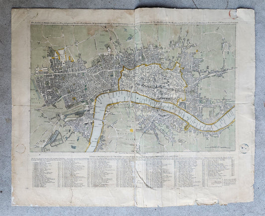 1790s PLAN OF LONDON WESTMINSTER & SOUTHWARK antique