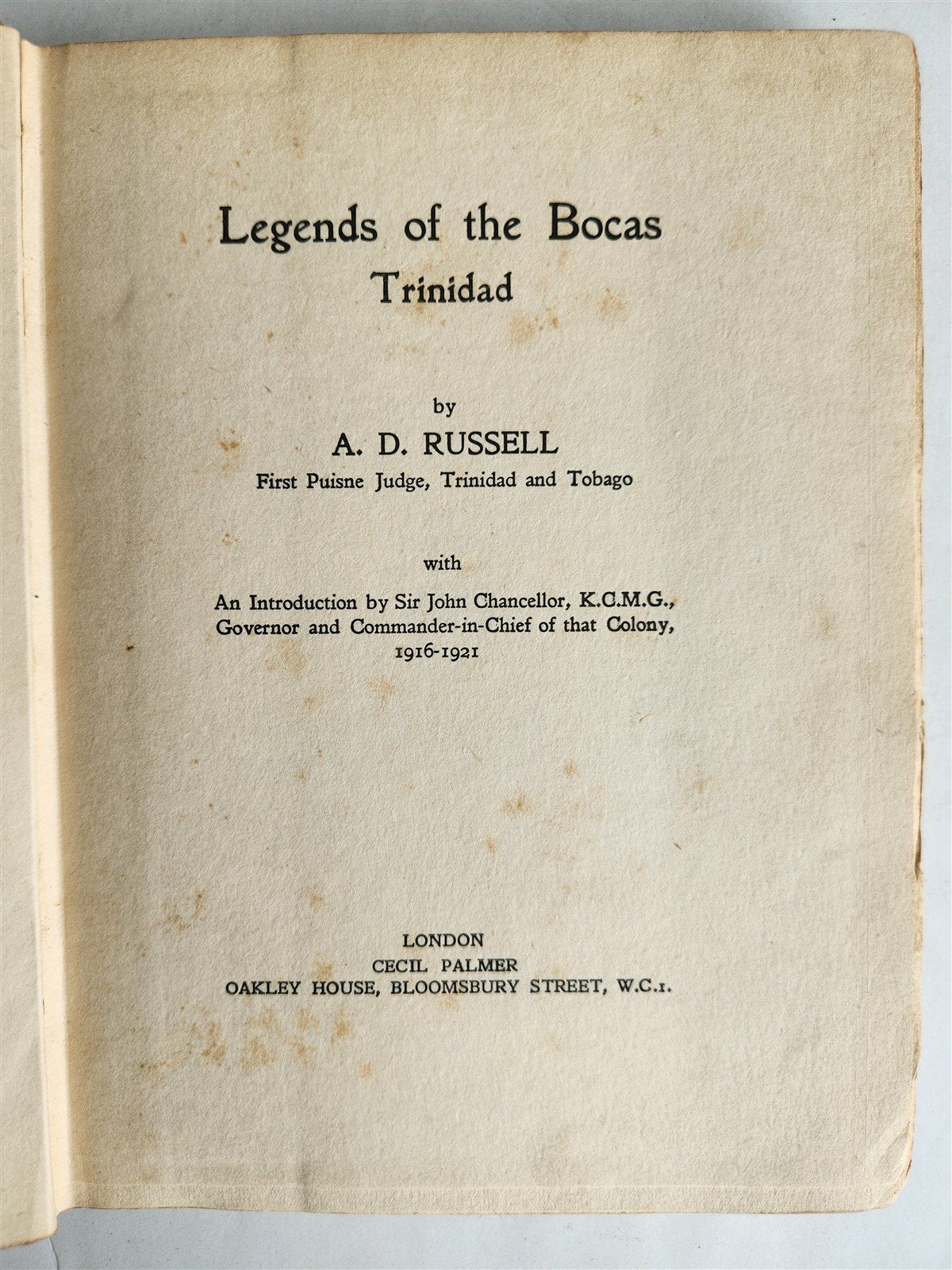 1922 LEGENDS OF THE BOCAS TRINIDAD by A. RUSSEL illustrated ANTIQUE