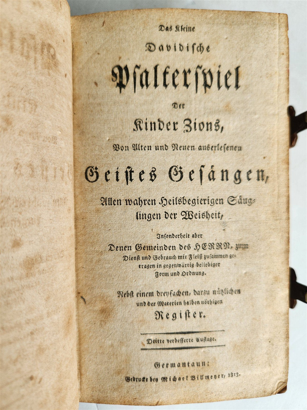 1813 PSALMS of DAVID Pennsyvania German ANTIQUE Germantown Billmeyer