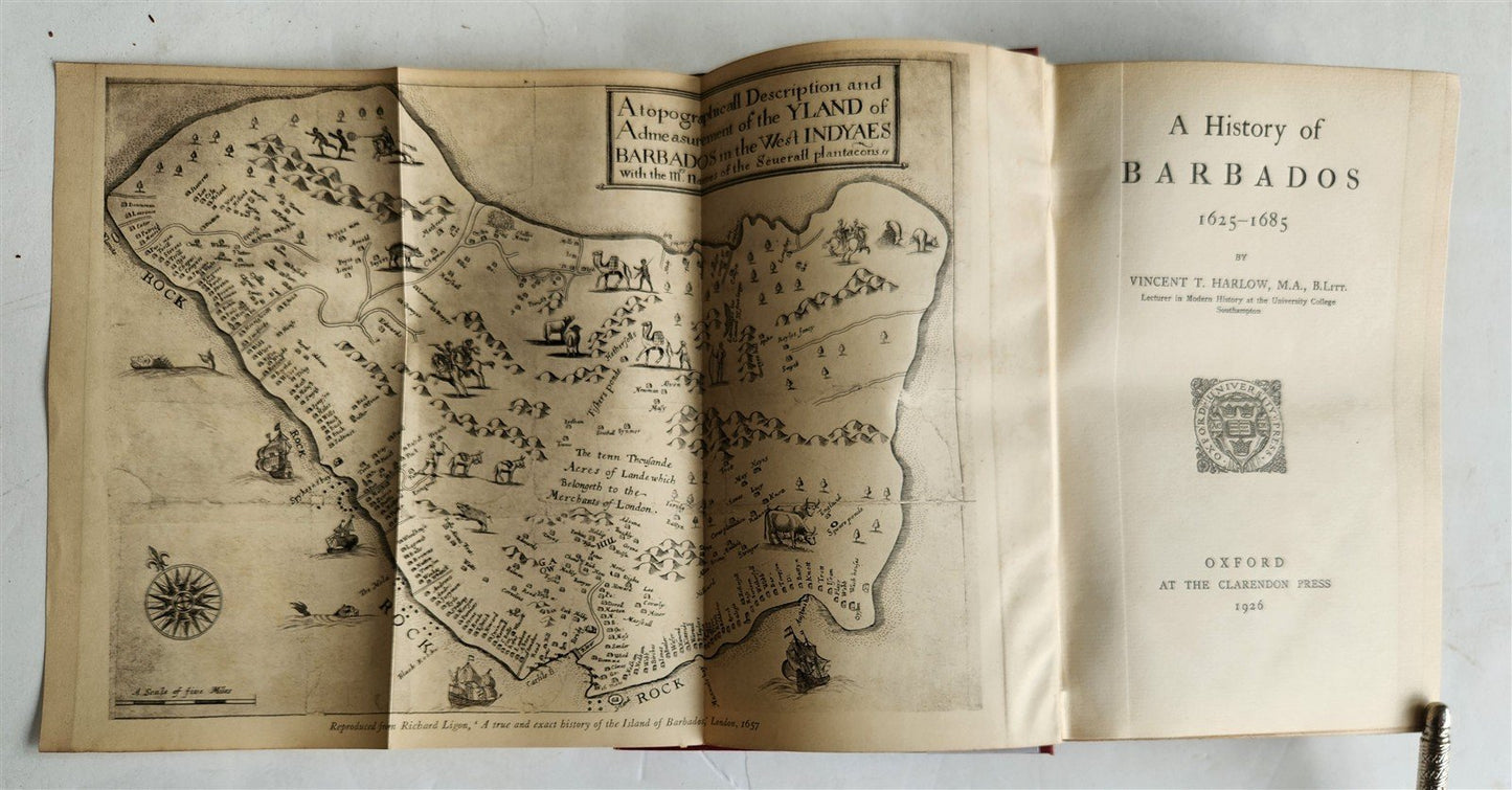 1926 HISTORY of BARBADOS 1625-1685 by VINCENT HARLOW antique