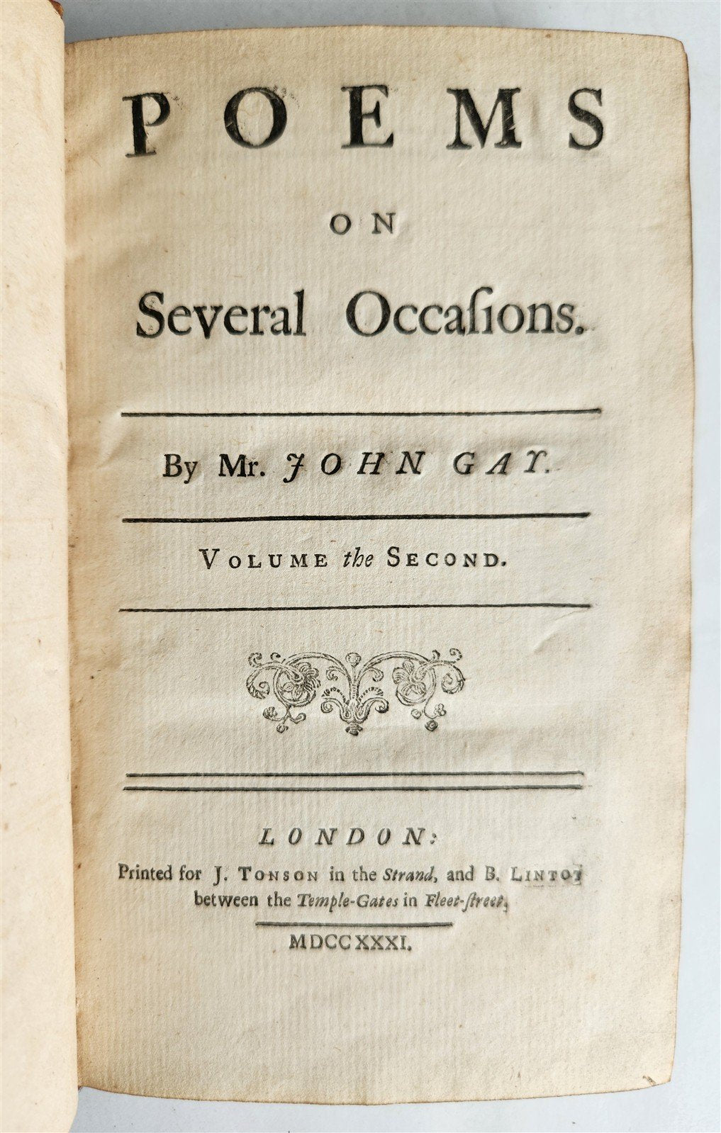 1731 Poems on Several Occasions 2 VOLUMES POETRY by JOHN GAY antique