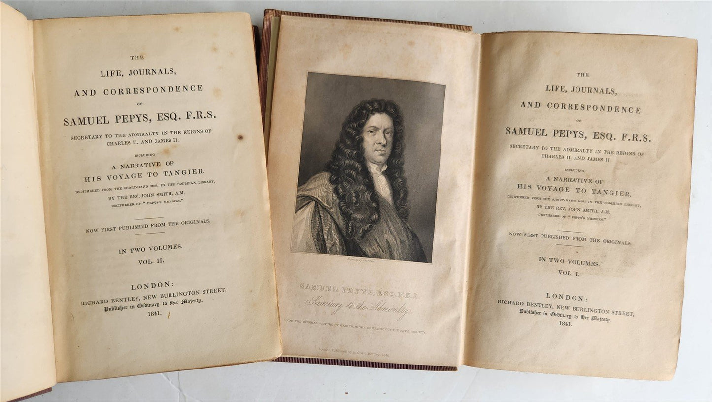 1841 Samuel Pepys Life Journals incl. Narrative of His Voyage to Tangier antique