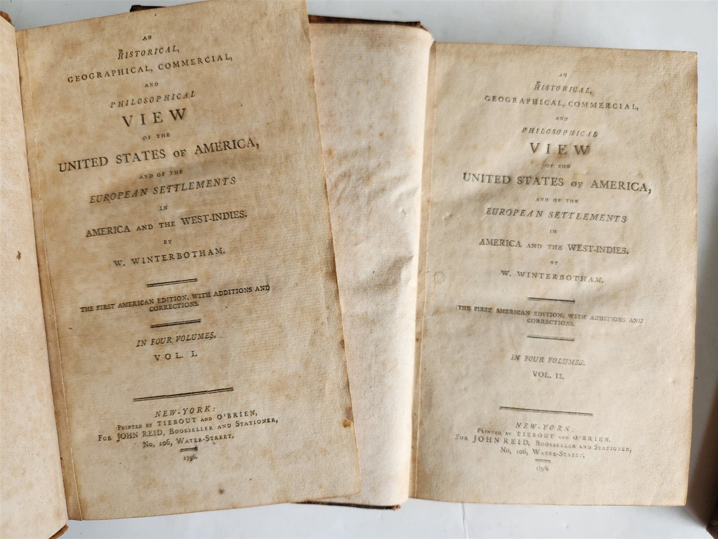 1796 Historical Geographical Commercial Philosophical View of USA 4 VOLS antique