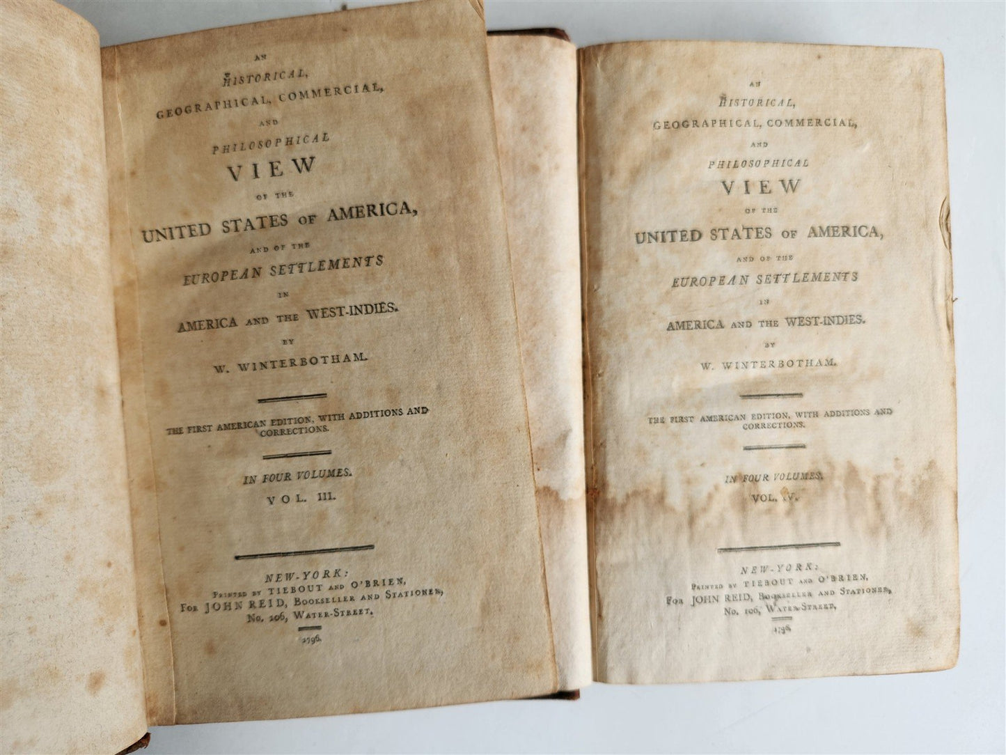 1796 Historical Geographical Commercial Philosophical View of USA 4 VOLS antique
