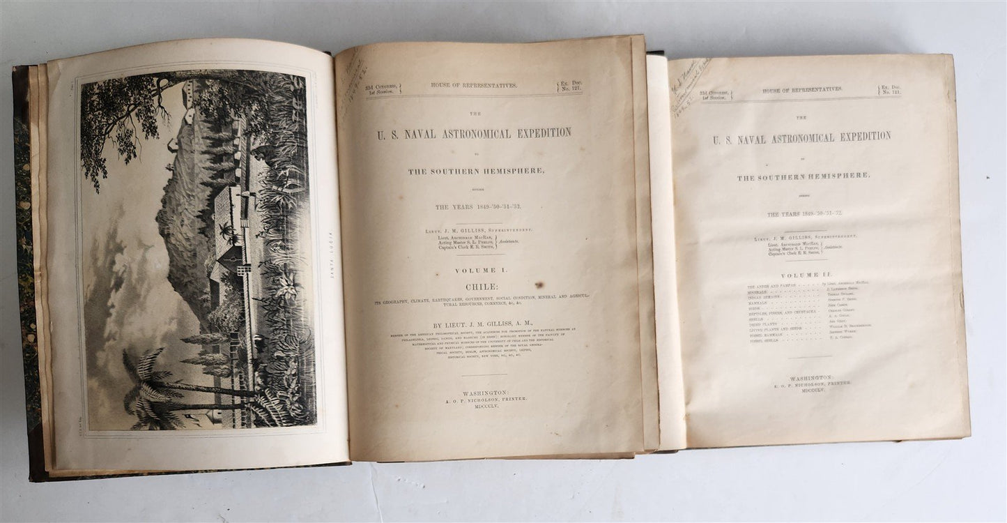 1855 South Hemisphere US Naval Astronomical Expedition ANTIQUE illustrated 2 VOL