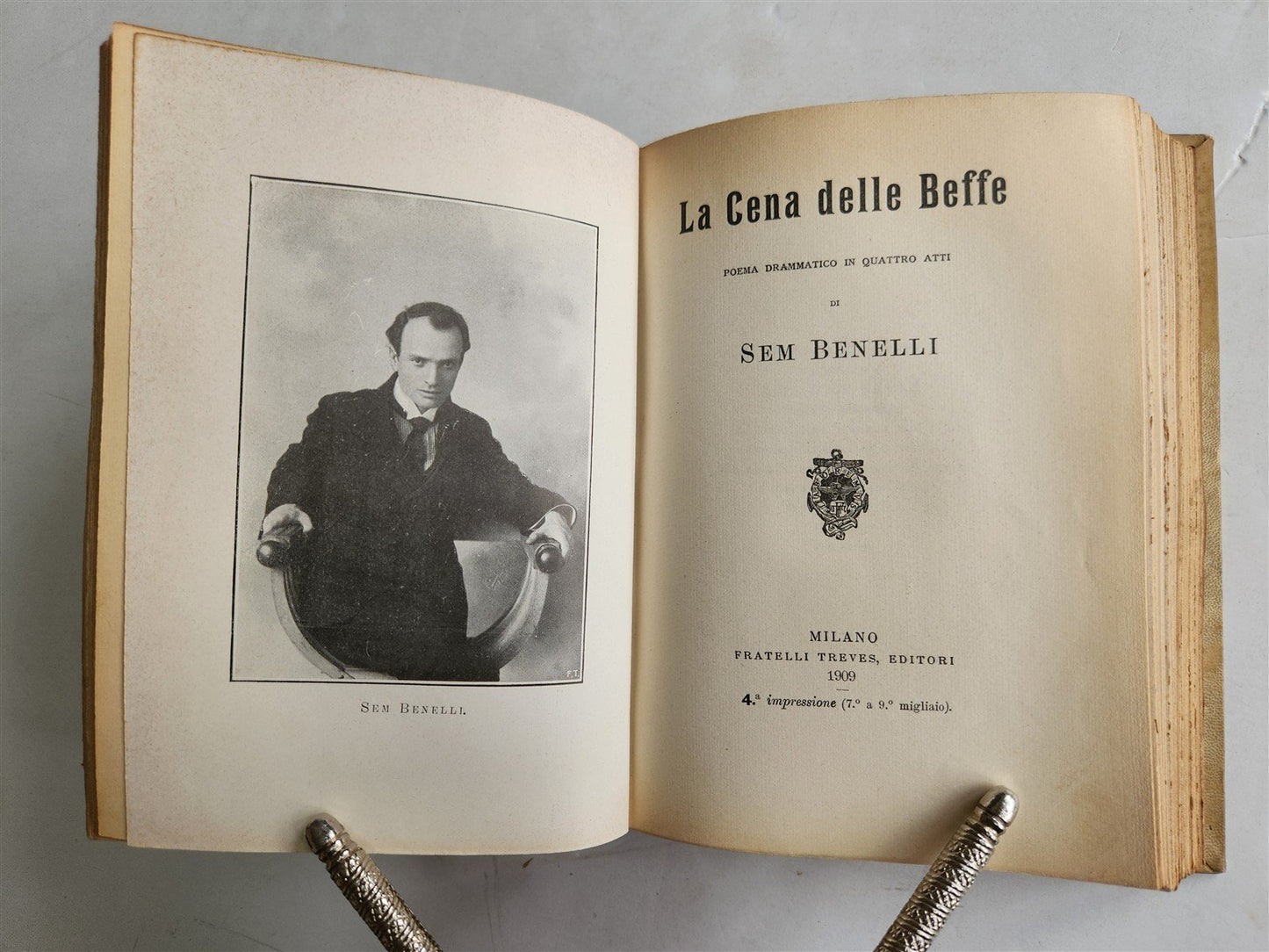 1910 LA MASCHERA di BRUTO antique poetry theatre VELLUM BOUND illustrated