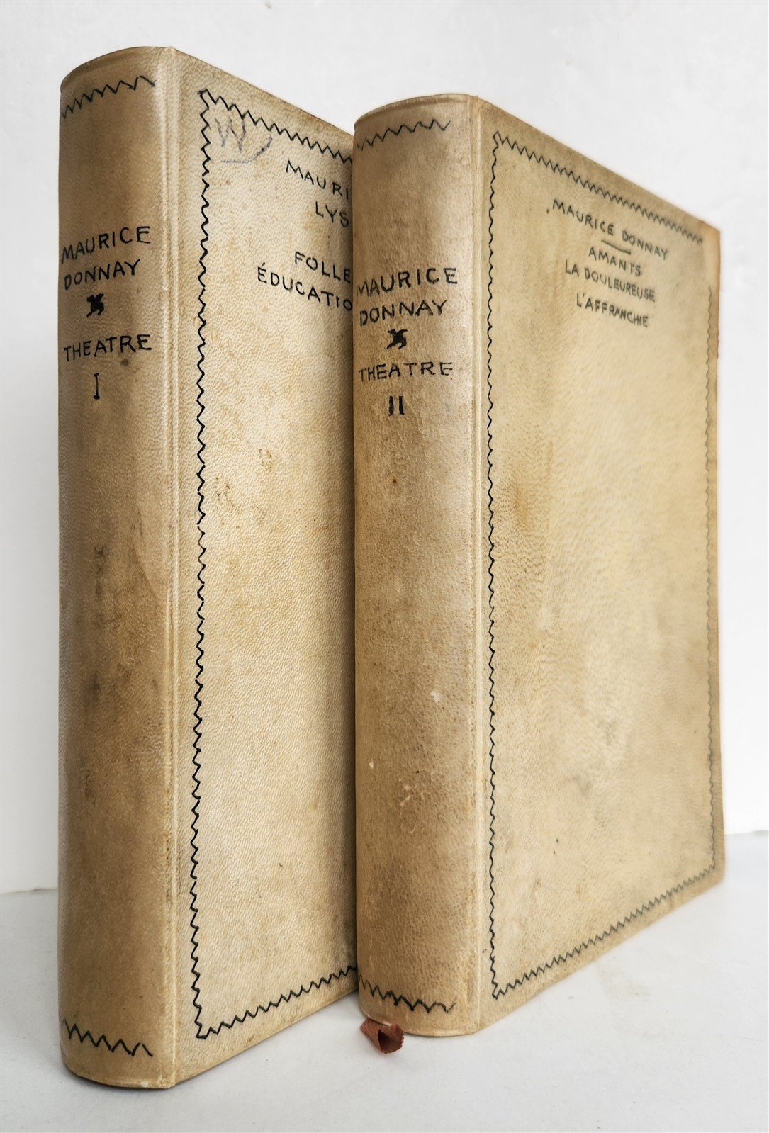 1908 THEATRE by MAURICE DONNAY 2 volumes VELLUM BOUND