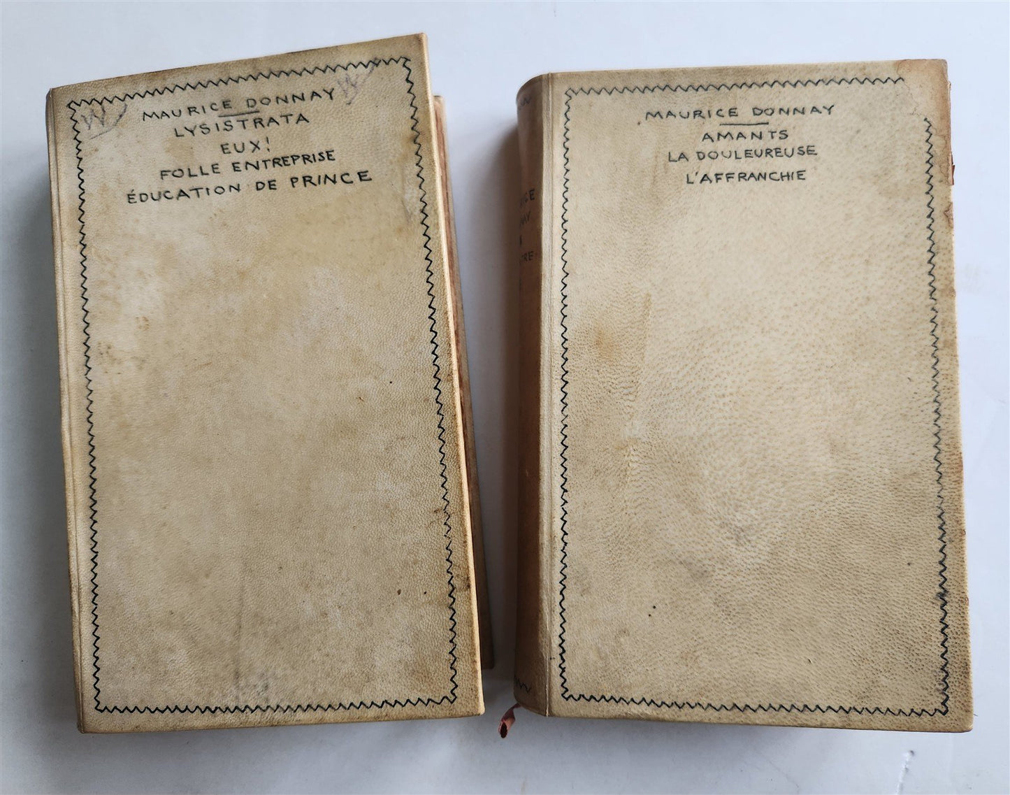 1908 THEATRE by MAURICE DONNAY 2 volumes VELLUM BOUND