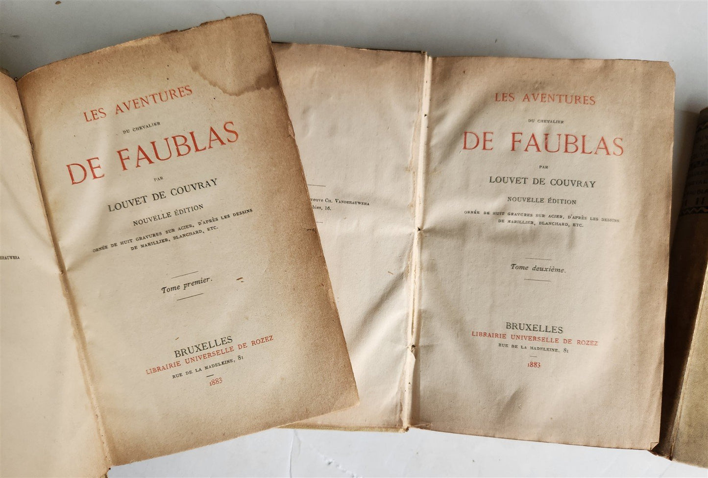 1883 LES AVENTURES DU CHEVALIER DE FAUBLAS 4 volumes VELLUM BOUND